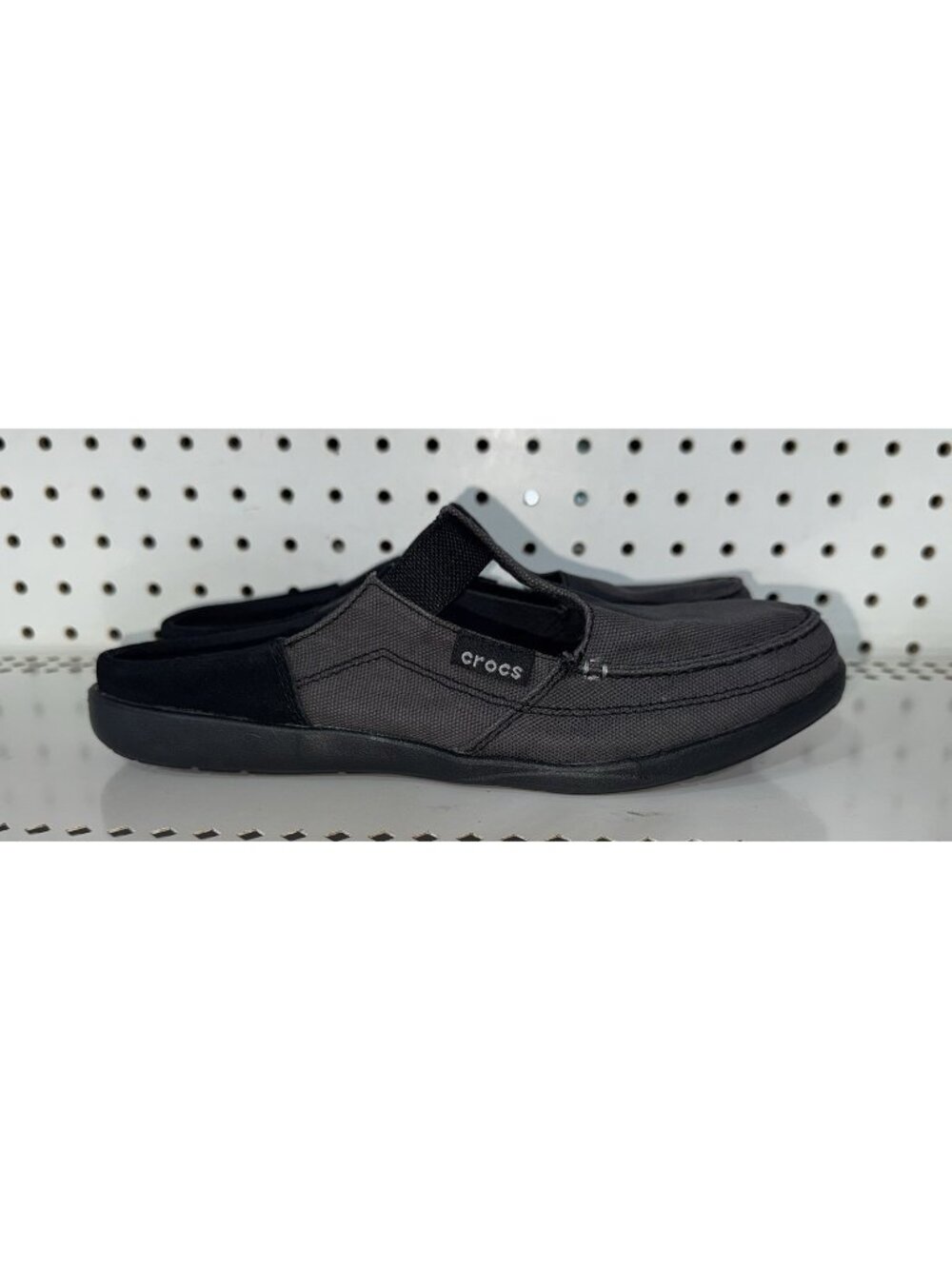 Crocs Walu Womens Canvas Slip On Mules Loafers Shoes Size 9 Black